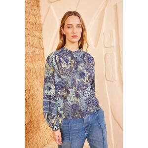 Ulla Johnson Harlowe Blouse Portofino Blue Sz 0